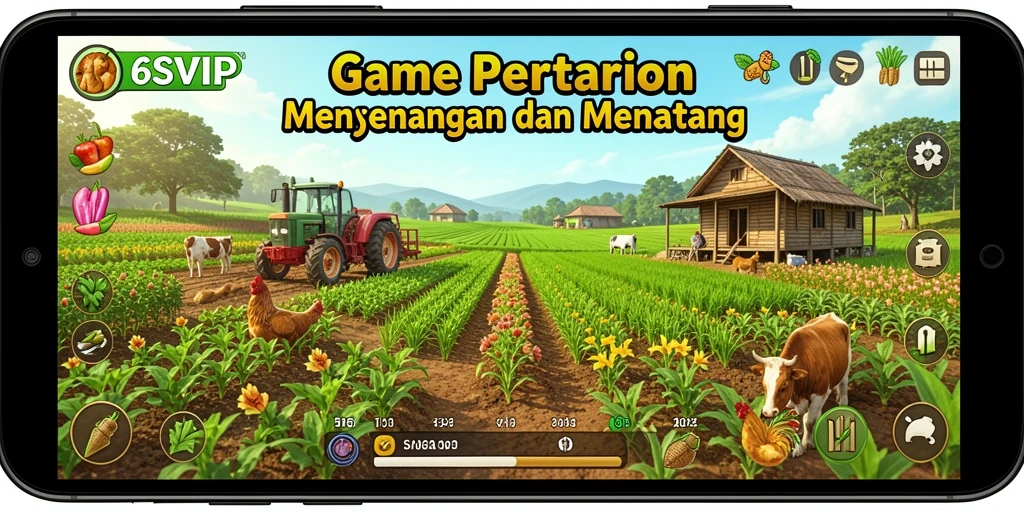 Tangkapan layar utama 6SVIP menampilkan aksi bertani yang seru.