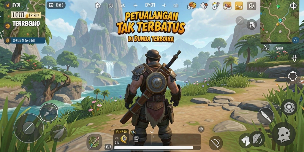 Tangkapan layar gameplay DY01 yang menunjukkan eksplorasi dunia terbuka.