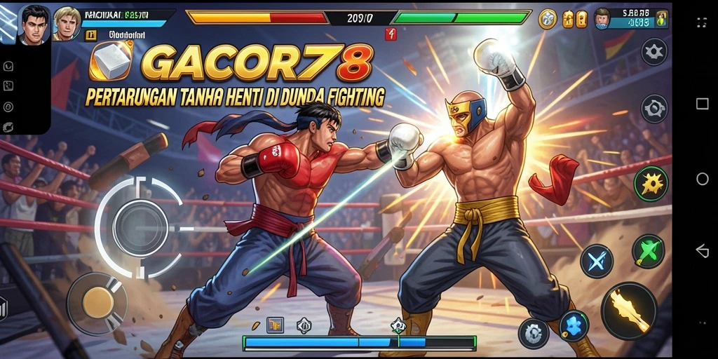 Tampilan gameplay GACOR78 saat bertarung dengan karakter yang menampilkan teknik bertarung unik.