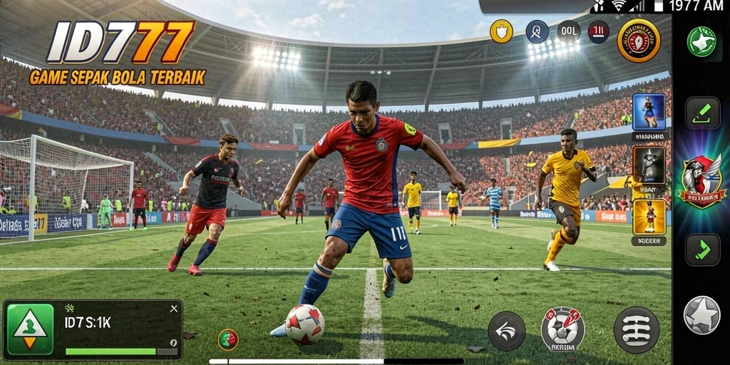 Gameplay ID777 yang seru dalam pertandingan sepak bola.