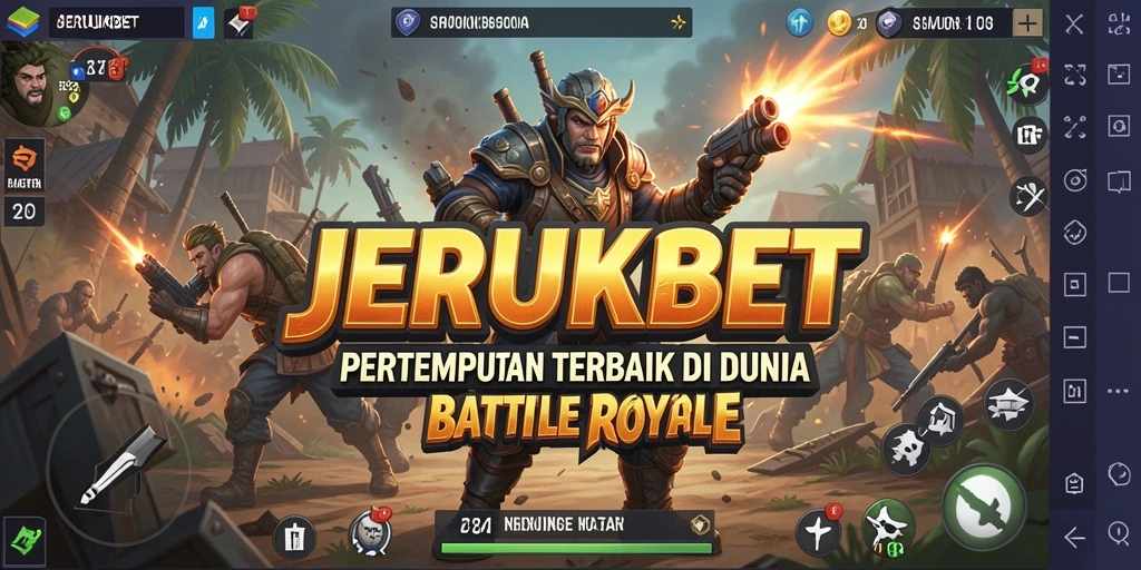 Screenshot gameplay JERUKBET menampilkan aksi pertempuran seru dalam Battle Royale.