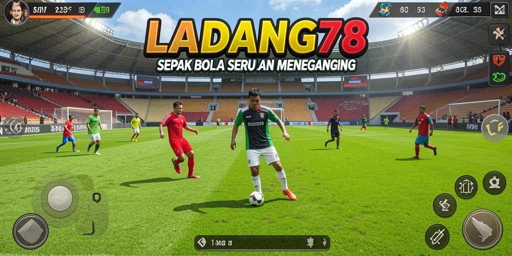 Tampilan aksi seru di LADANG78 dengan gameplay sepak bola yang mendebarkan.