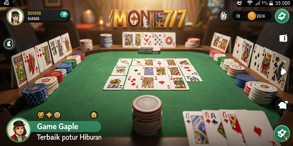 Tampilan gameplay MONTE77 yang menarik dalam permainan Gaple.