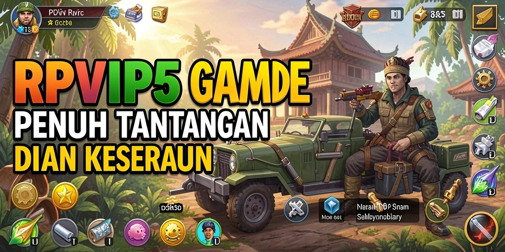 Tampilan gameplay RPVIP5 yang menunjukkan karakter mengumpulkan sumber daya.
