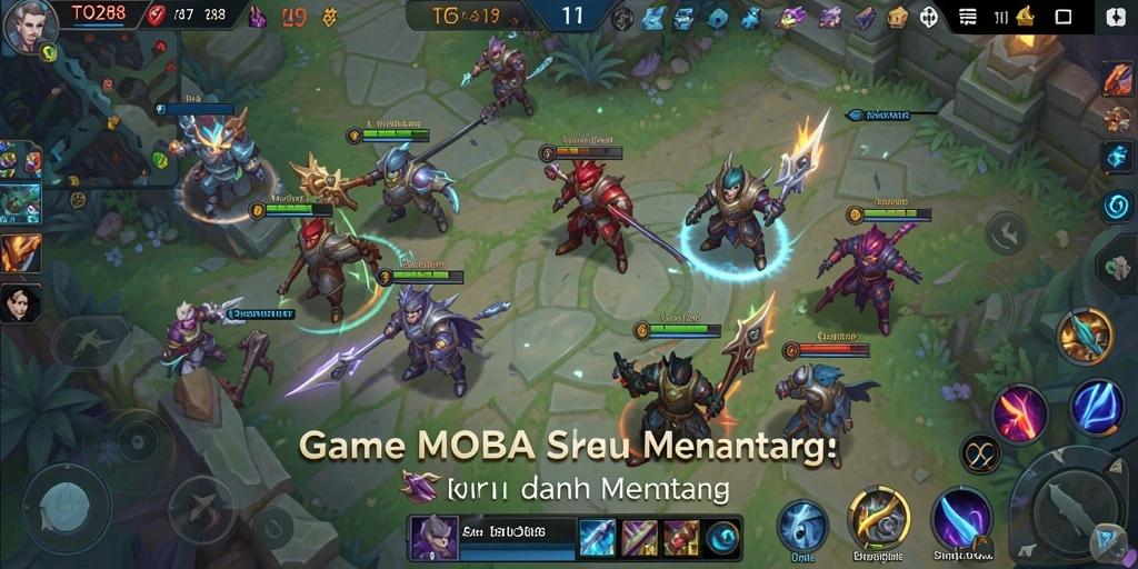 Screenshot gameplay TO288 menampilkan aksi seru dalam pertempuran MOBA.