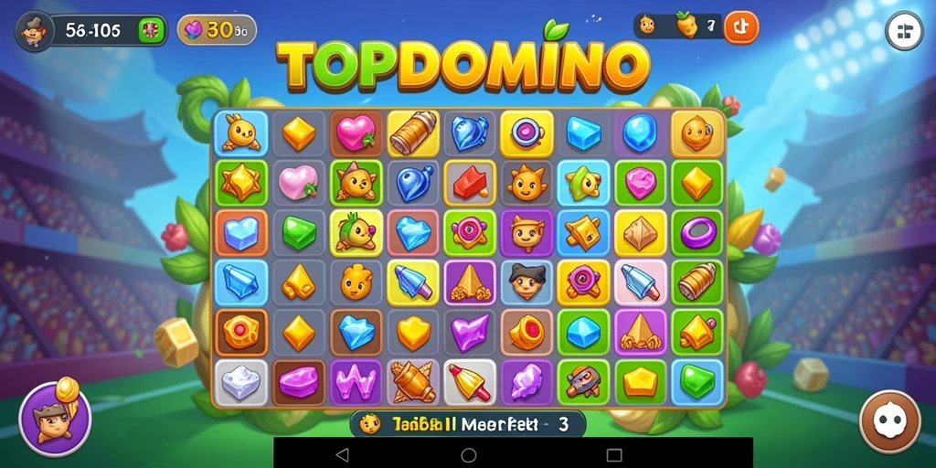Gameplay seru TOPDOMINO dalam tantangan Match-3.